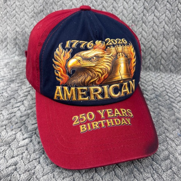 Unbranded Other - Eagle Liberty Bell 1776-2026 Mens Red Navy Unbranded Hat 250 Years Birthday OSFM